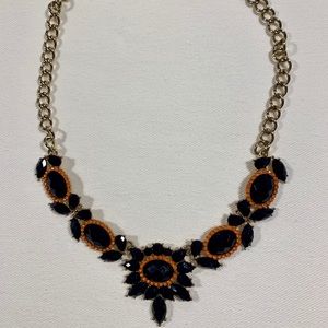 Statement necklace, silver and deep blue